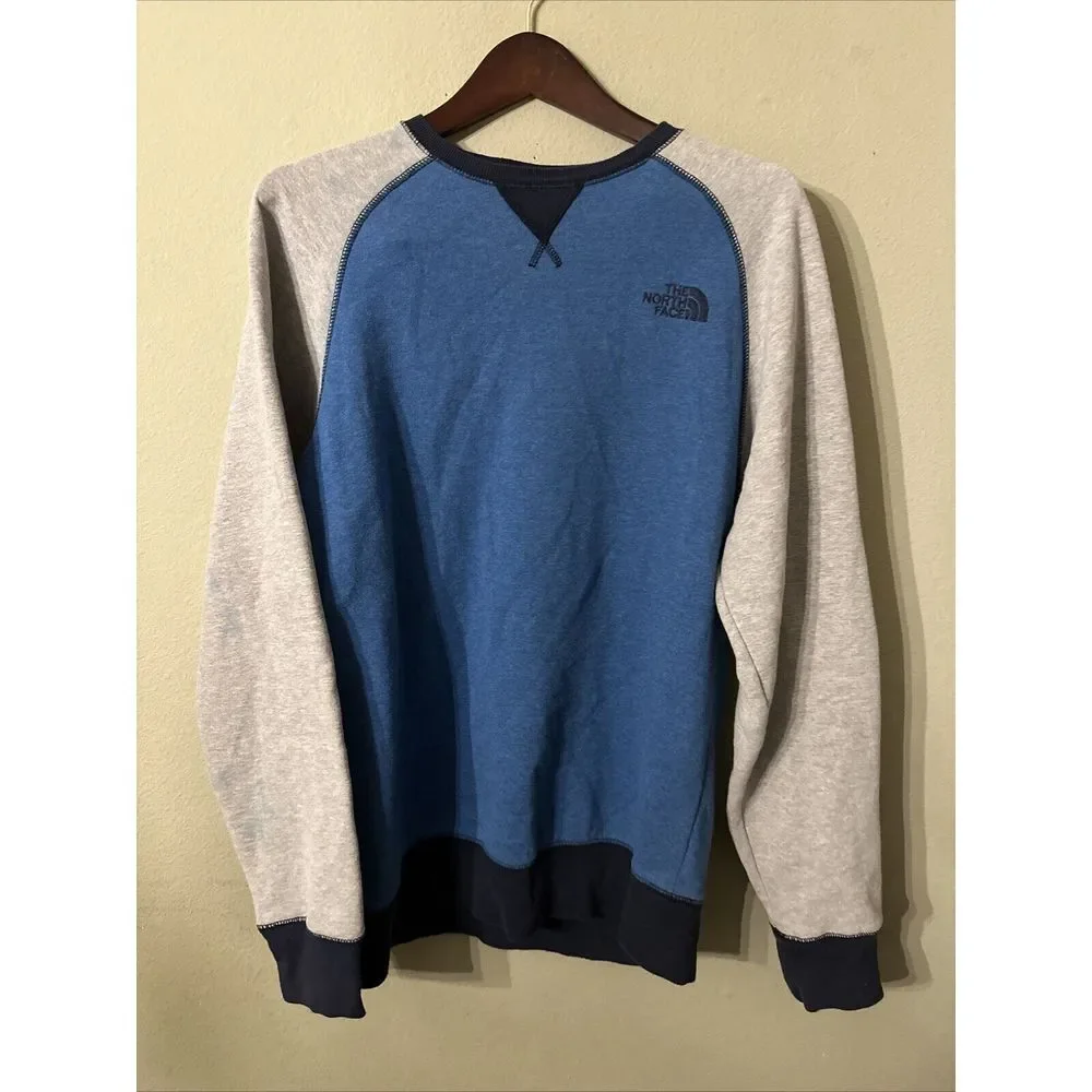 The North Face Sweatshirt Mens Small‎ Blue Gray Pullover Crewneck Colorblock